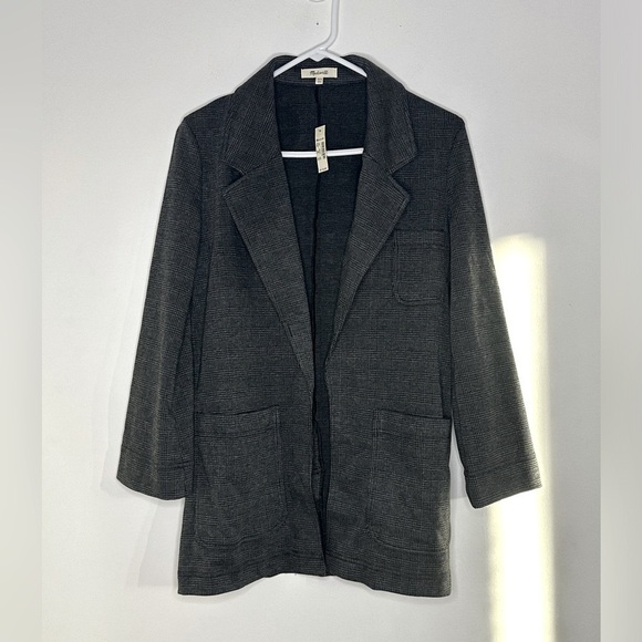 Madewell Oversized Knit Blazer in Glen Plaid AD128 Gravel Glen Plaid - Picture 3 of 5